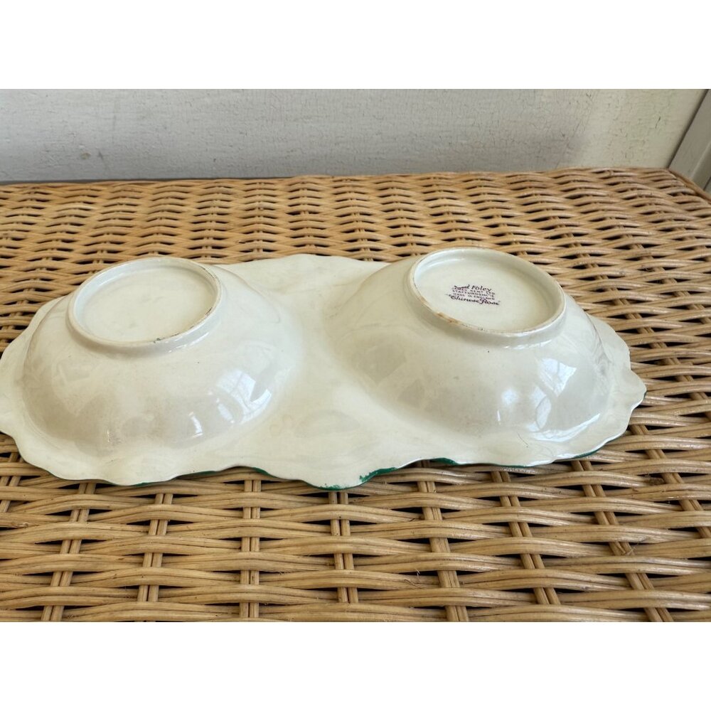 Vintage 50's James Kent Foley Staffordshire Chinese Rose Divided Dish Birds - Picture 4 of 11